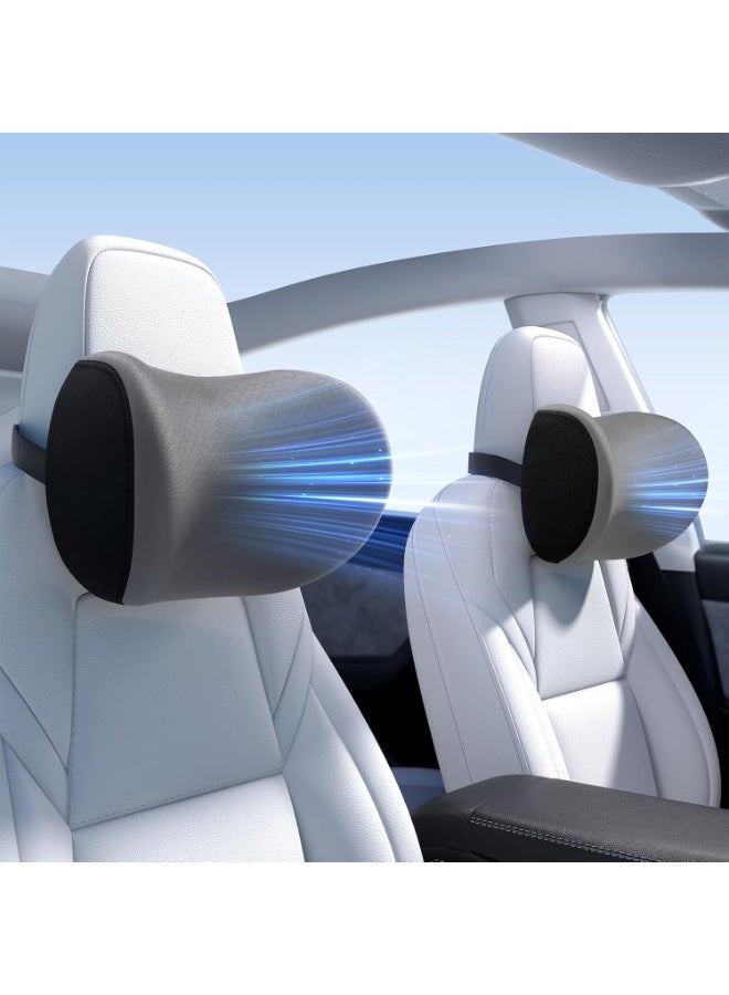 Car Neck Pillow Set – Soft Headrest Support with Adjustable Strap, Odorless Memory Foam, Removable Cover, Comfortable Fit for All Vehicles (2 Pack) - Image 1